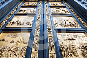 Florence Gate of Paradise: main old door of the Baptistry of Florence - Battistero di San Giovanni - located in front of the