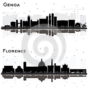 Florence and Genoa Italy City Skylines Silhouette Set