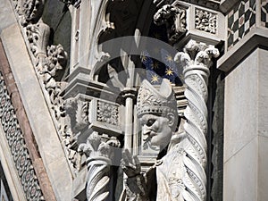 florence giotto tower detail near Cathedral Santa Maria dei Fiori, Brunelleschi Dome Italy