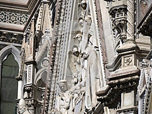 florence giotto tower detail near Cathedral Santa Maria dei Fiori, Brunelleschi Dome Italy