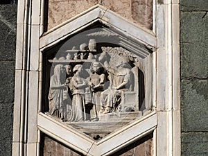 florence giotto tower detail near Cathedral Santa Maria dei Fiori, Brunelleschi Dome Italy