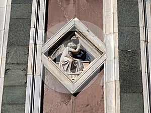 florence giotto tower detail near Cathedral Santa Maria dei Fiori, Brunelleschi Dome Italy