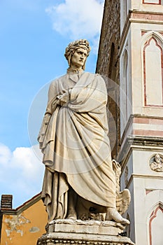 Statue of Dante Alighieri at Piazza di Santa Croce in Florence