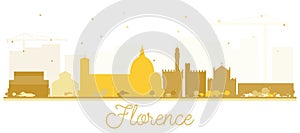 Florence Italy City Skyline Silhouette with Golden Buildings Isolated on White