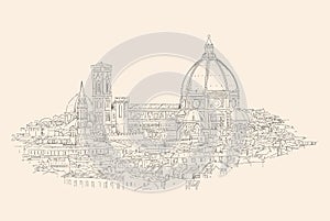 Florence, Italy cityscape with Dome and old quarters