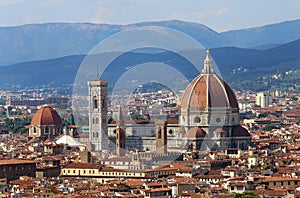 FLORENCE in Italy with the dome of the Cathedral and the bell To