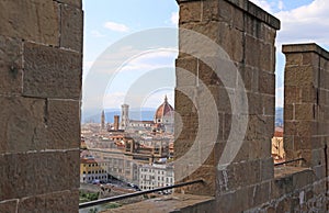 FLORENCE in Italy with the dome of the Cathedral and the bell To