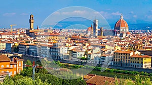 Florence, Italy. Firenze downtown. Picturesque view on Florence from Michelangelo square