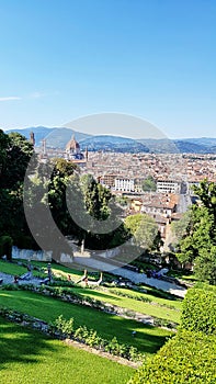 View of Florence, Italy, from a hilltop garden