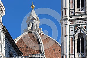 FLORENCE, ITALY - NOVEMBER, 2015: Brunelleschi dome, Santa Croce cathedral, detail