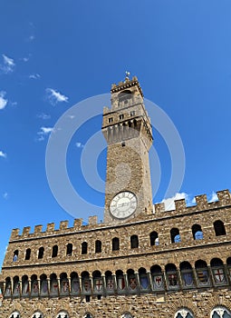 Florence Italy Old Palace called Palazzo Vecchio and clock tower