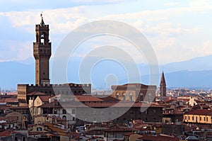 Florence Italy Tower of Old palace also called PALAZZO VECCHIO i