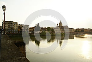 Florence, Italy: view the Arno river at sunset