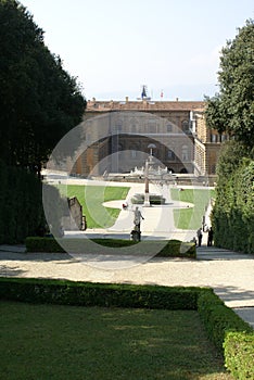 Florence, Italy: View of Pitti Palace from the Boboli Gardens