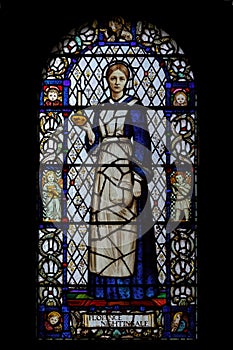 Florence Nightingale in stained glass.