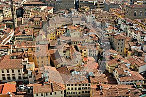 Florence panoramic scene from the Duomo , Italy