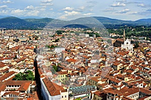 Florence panoramic scene from the Duomo , Italy