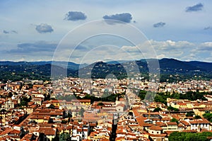 Florence panoramic scene in Tuscany , Italy