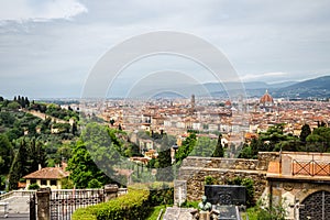 Florence Panorama view from San Miniato al Monte Church during the day