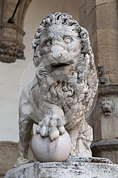 Florence. Piazza Della Signoria. Lion sculpture
