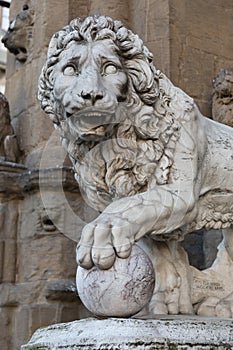 Florence. Piazza Della Signoria. Lion sculpture
