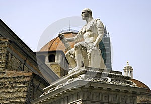Florence Piazza San Lorenzo, an ancient temple sculpture of Italy, the Duke, the condottiere marble