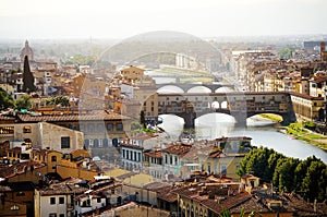 Florence and Ponte Vecchio panoramic view, Firenze, Italy