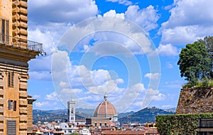 Florence Skyline: Cathedral of Santa Maria del Fiore as seen from Palazzo Pitti and Boboli Gardens.