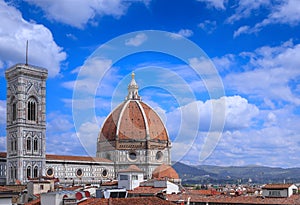 Florence skyline: Cathedral of Santa Maria del Fiore and Giotto\'s Bell Tower.