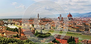 Florence skyline with Florence Cathedral, Palazzo Vecchio and Ponte Vecchio