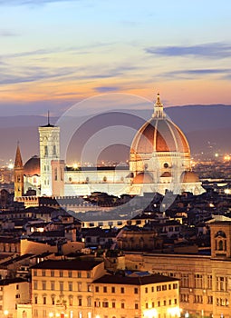 Florence skyline at night, viewed from Piazzale Michelangelo photo