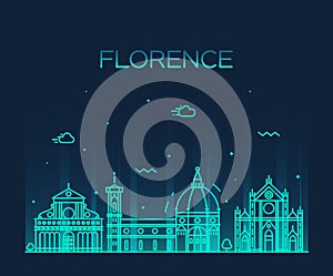 Florence skyline silhouette vector linear style