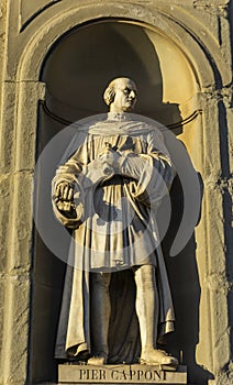 Florence statesman Piero Capponi monument in Florence, Italy