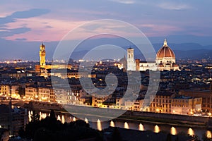 Florence after sunset, Dumo and Santa Maria del Fiore, Firenze,