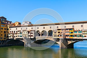 Florence town and the Ponte Vecchio bridge the Arno river