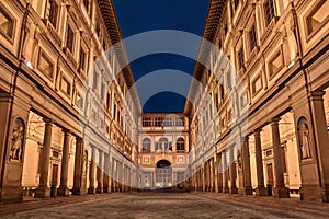 Florence, Tuscany, Italy: the courtyard of the Uffizi Gallery