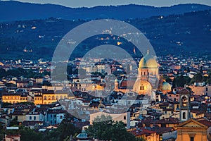 Florence, Tuscany - Night scenery with city lights, Renaissance architecture in Italy