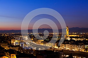 Florence at twilight from Piazzale Michelangelo (Tuscany, Italy)