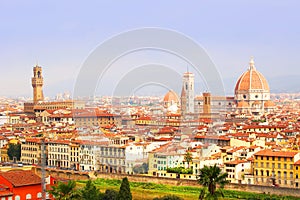 Florence View. Palazzo Vecchio and Cathedral of Santa Maria