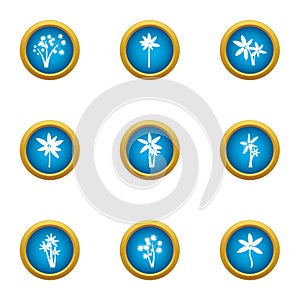 Florescence icons set, flat style