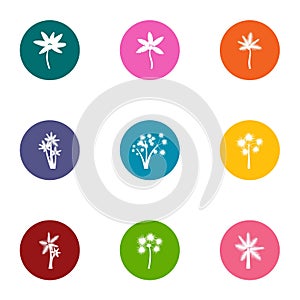 Florescence icons set, flat style