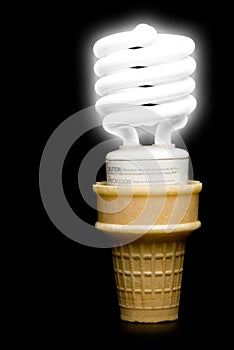 Florescent Light Bulb Ice Cream Cone photo