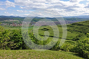 Floresti commune landscape seen from a green hill
