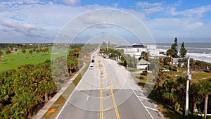 Florida A1A Ormond Beach FL northbound aerial video flyover
