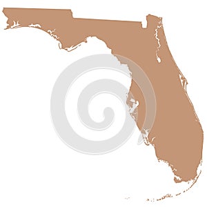 Florida administrative map. Florida with color, blank Map, empty map of Florida
