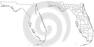 Florida administrative map, Florida outline and solid map set - illustration version
