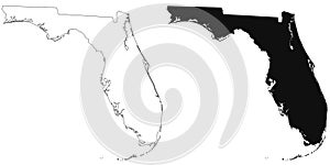 Florida administrative map, Florida outline and solid map set - illustration version