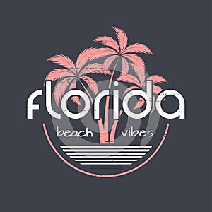 Florida beach vibes t-shirt and apparel vector design, print, ty