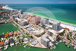 Florida beaches. Clearwater Beach Florida. Panorama of city. Spring or summer vacations.