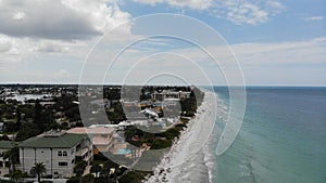 Florida clear blue water birds eye view, sandy beaches drone. city Ã¢â‚¬â€¹Ã¢â‚¬â€¹on the beach Aerial view of Indian Rocks Beach